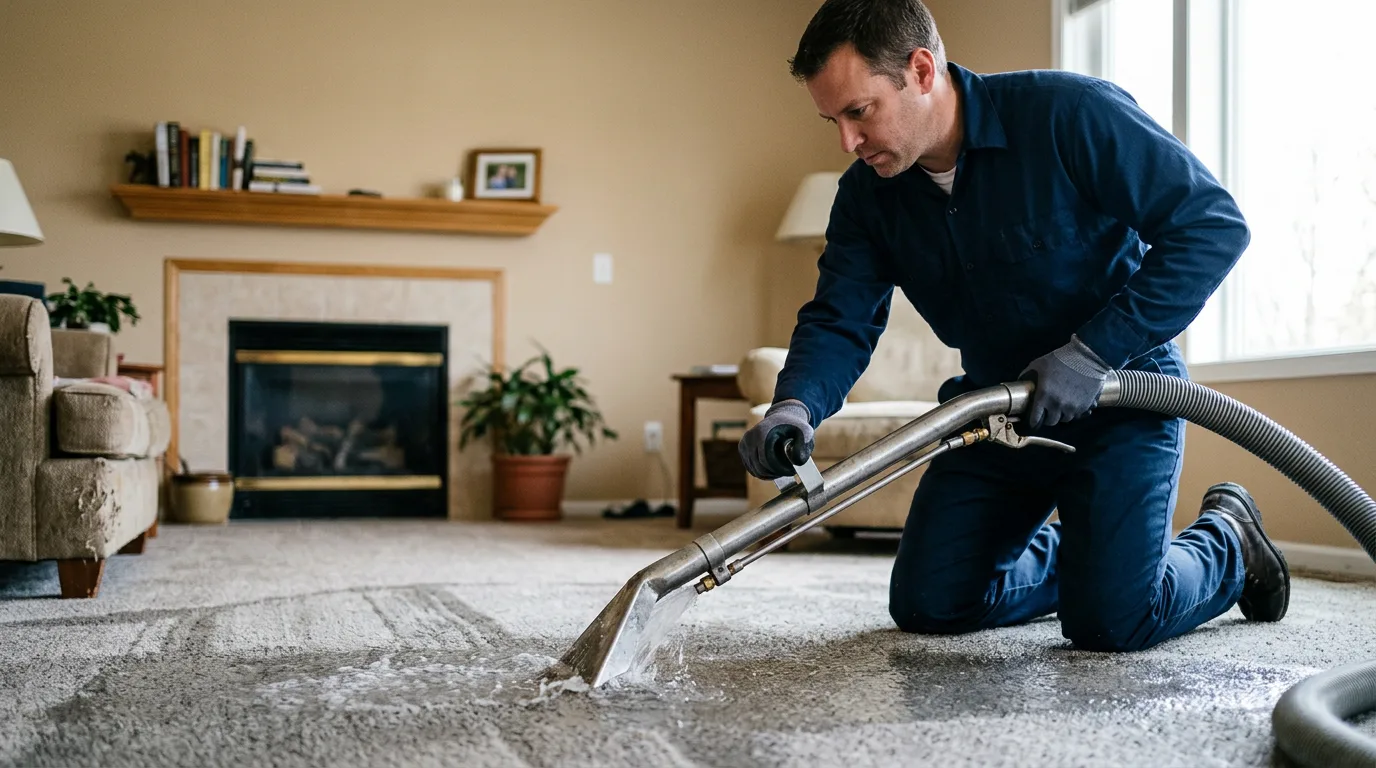 Water damage restoration technician working near Durand, MI